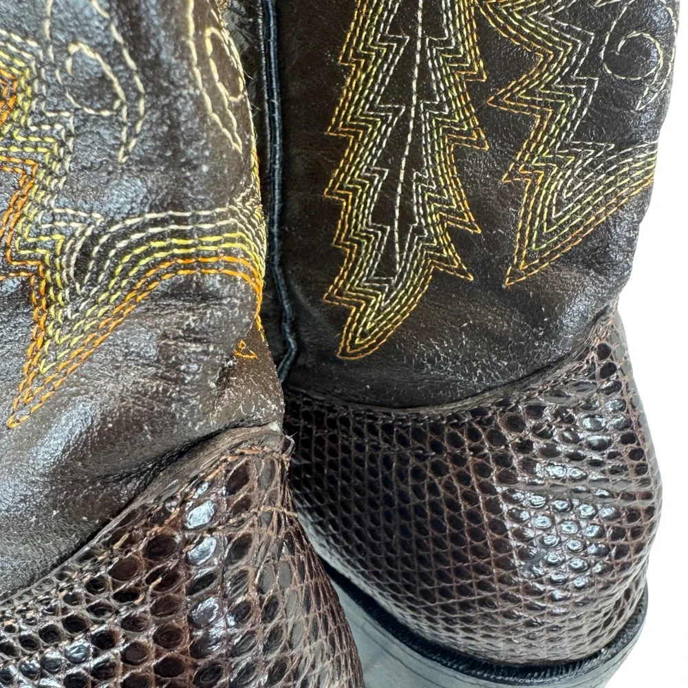 Circle‎ G Boots Womens 6.5 Brown Exotic Lizard Skin Leather Western Cowboy Boho
